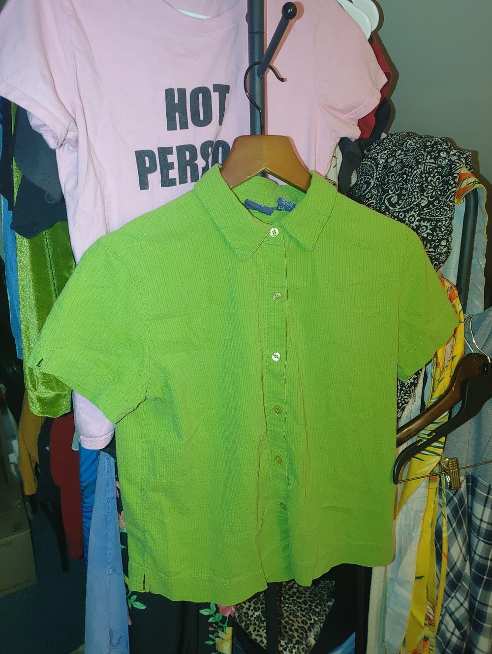 Lime Green Short Sleeve Button-Up Shirt
